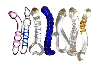 Loveria Seven Unique design Types Set Crystal Glass Dildo Anal Plug Adult Toys,Great gift