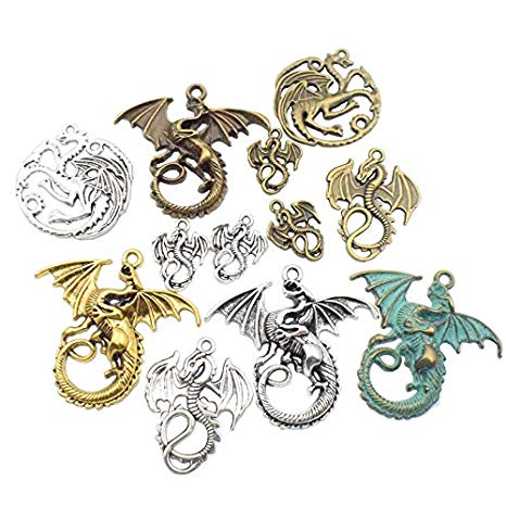 100g (20pcs) Craft Supplies Mixed Flying Dragon Charms Pendants Beads Charms Pendants for Crafting, Jewelry Findings Making Accessory For DIY Necklace Bracelet M15 (Dragon charms)