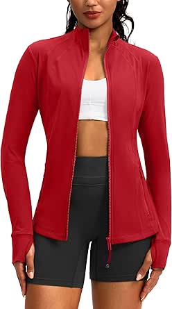 G Gradual Women's Zip Up Workout Jackets with Pockets Slim Fit Cottony Soft Jacket for Running Athletic Yoga