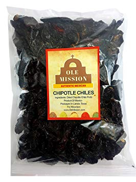Chipotle Peppers Dried 16 oz Morita Chile Excellent Smoke Flavor Great For Mexican Recipes, Tamales, Salsa, Chili, Meats, Soups, Stews And Grill By Ole Mission
