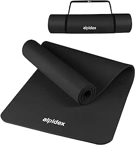 ALPIDEX Tapis de Yoga 183 x 60 x 0.8 cm Matelas Sport Gymnastique Antidérapant Sans Phtalates Sangle Transport Pilâtes Gym Aérobic Stretching Entraînement