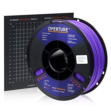 Overture PLA Plus (PLA ) Filament 1.75mm PLA Professional Toughness Enhanced PLA Roll with 3D Build Surface 200 × 200mm, Premium PLA 1kg Spool (2.2lbs), Dimensional Accuracy  /- 0.05 mm (Purple)