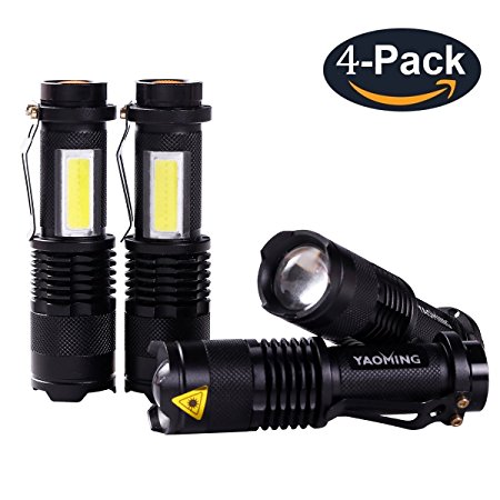 YAOMING 2 In 1 Multi-Function Mini Small LED Flashlight Por Camping Lantern (4 Pack)