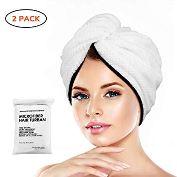 Microfiber Hair Towel Wrap Turban - Quick Dry Head Wraps Women Towel Hair Wrap Travel Towel Twist Hat Magic Drying Shower Wrap Absorbent Turbans Wrap for Sleeping Accessories - Double Hair Towel