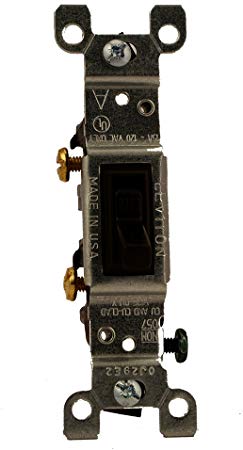 Leviton 1451-2 15 Amp, 120 Volt, Toggle Framed Single-Pole AC Quiet Switch, Residential Grade, Grounding, Brown