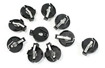 VNDEFUL 10 Pcs Black CR2016 2025 2032 23mm x 6mm Coin Cell Button Battery Holder