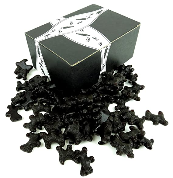 Cuckoo Luckoo Black Licorice Scottie Dogs, 24 oz Bag in a BlackTie Box