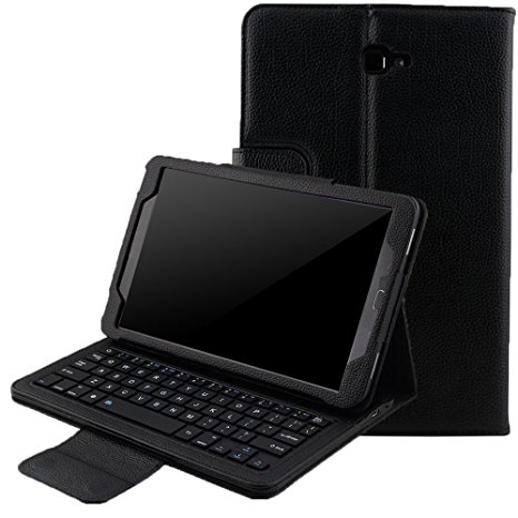 MENZO Samsung Galaxy Tab A 10.1 Keyboard case - Ultra-Thin PU Leather DETACHABLE Bluetooth Keyboard Stand Case / Cover for Samsung Galaxy Tab A SM-T580N/T585N 10.1-inch 2016 Tablet (Black)