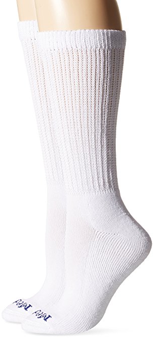 PEDS Women's Diabetic Crew Socks with Coolmax and Non-Binding Funnel Top 2 Pairs
