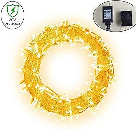Ucharge Fairy String Light, Led Christmas Light Plug in Warm White 200led 30V 8 Modes Patio Backyard Christmas Wedding Party Indoor Bedroom String Lights 72ft (No Battery Needed)