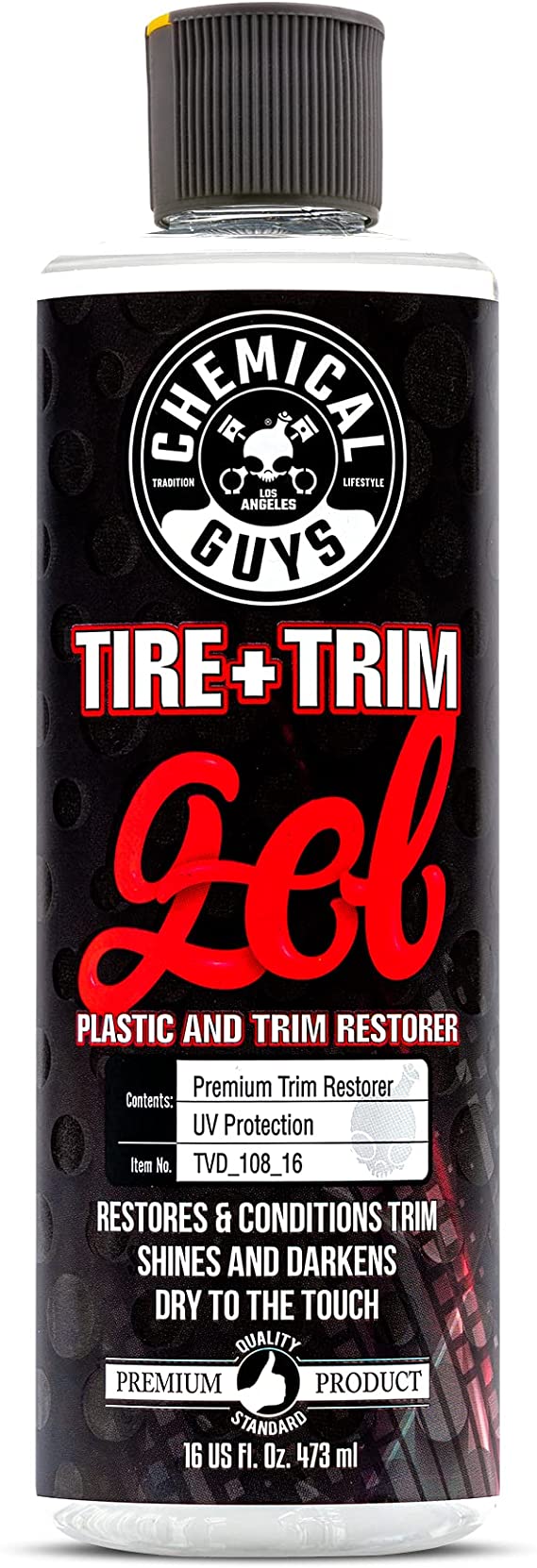 Chemical Guys TVD_108_16 Tire and Trim Gel for Plastic and Rubber, Restore and Renew Faded Tires, Trim, Bumpers and Rubber, 16 oz