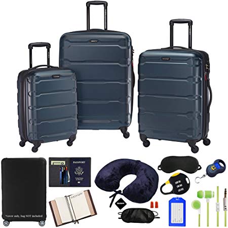 Samsonite Omni 3-Piece Nested Spinner Set - Teal with Luggage Accessory Kit