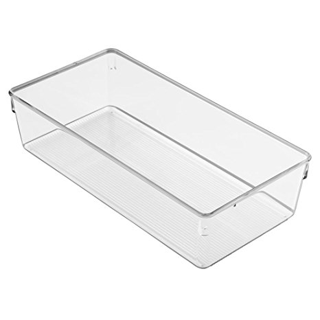 InterDesign Linus Dresser and Vanity Drawer Organizer, 12-inch by 6-inch by 3-inch, Clear