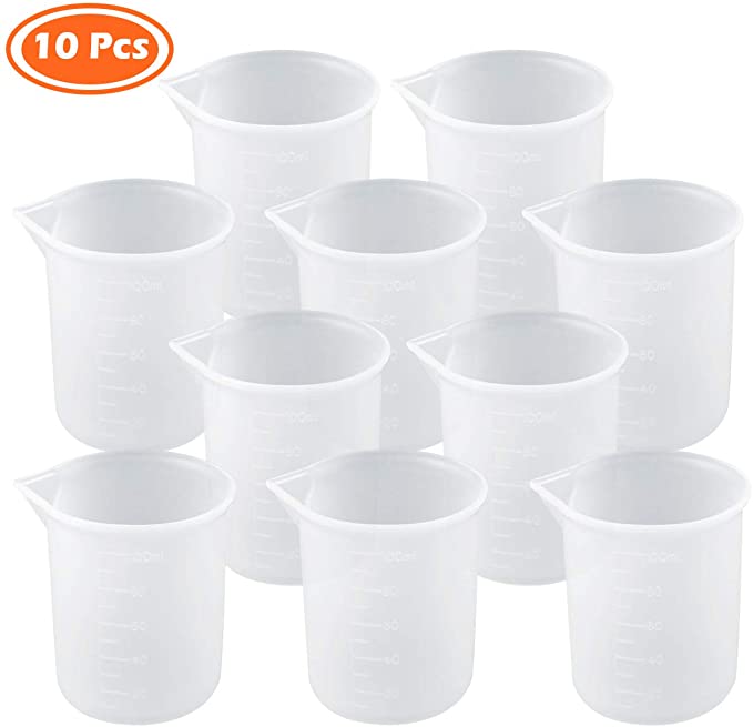 Heatoe 10 Pcs 100 ml Silicone Measuring Cups Epoxy Resin Cups Nonstick Silicone Mixing Cups Resin Glue Tools Cup for Casting Molds, Slime, Art, Waxing, Kitchen, Lab