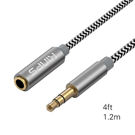 Audio Extension Cable Kinps 4FT Audio Auxiliary Stereo Extension Cable 3.5mm Male to Female, Stereo Jack Cord for Phones, Headphones, Speakers, Tablets, PCs, MP3 Players and More