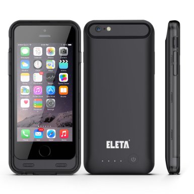 Eleta MFI 2400mah iPhone 6/6s Battery Case /iPhone 6/6s Battery/ 2400mah External Battery Case/4.7" iPhone 6 Back up Power Bank/ iPhone 6 Juice Pack / Rechargeable Iphone 6(4.7 Inches)power Case / Apple Certified Chip /[Black][one Year Warranty]