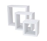 nexxt Cubbi Set of 3 Contemporary Floating Wall Shelves 5x5 7x7 9x9- White