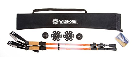 Cloud Ripper Trekking Poles / Walking Sticks - 100 % Carbon Fiber With Anti-shock & Quick Lock Technology - Includes Natural Cork Grips and Air Ventilated Extra Padded Straps (1 Pair)