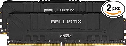 Crucial Ballistix 2666 MHz DDR4 DRAM Desktop Gaming Memory Kit 32GB (16GBx2) CL16 BL2K16G26C16U4B (Black)