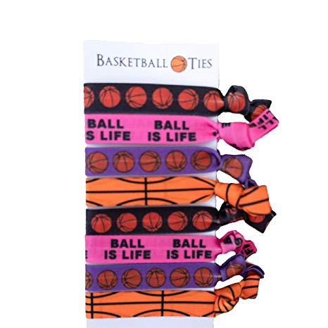 8 Piece Hair Elastic Set - Basketball Gift for Girls & Women - Accessories for Players, Coaches, Teammates, High School Basketball Teams, Women's Leagues - MADE in the USA