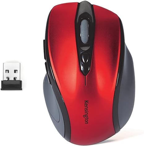 Kensington K72422AM Pro Fit Mid-Size Wireless Mouse, Ruby Red