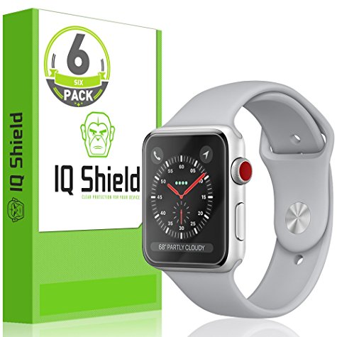 Apple Watch Screen Protector (38mm Series 3/2/1 Compatible)(6-Pack), IQ Shield LiQuidSkin Full Coverage Screen Protector for Apple Watch HD Clear Anti-Bubble Film