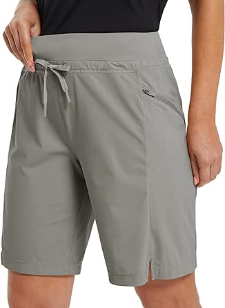 BALEAF Women's Hiking Long Shorts 9"/11" Quick Dry Bermuda Cargo for curvy Lightweight Pockets