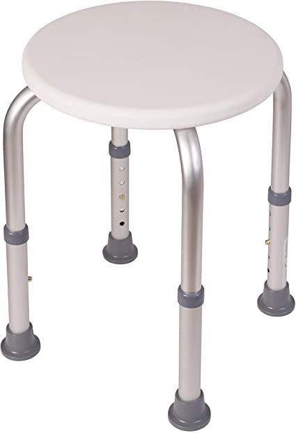 HealthSmart Extra Compact Lightweight Shower Stool with Adjustable Height, Excellent for Small Showers and Bathtubs, RVs and Boats, White