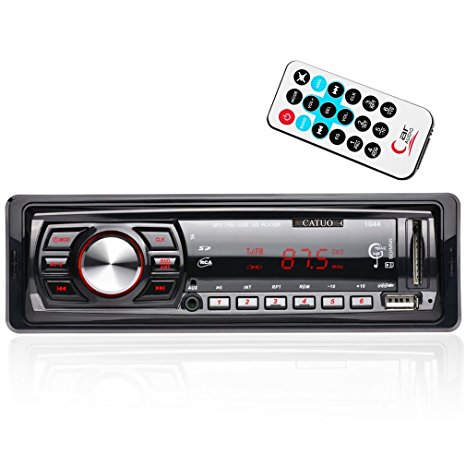 CATUO Car Stereo Receiver with Bluetooth In-Dash Single Din Car Radio,Wireless Remote Control Support MP3 Player/USB/SD/AUX/FM Radio