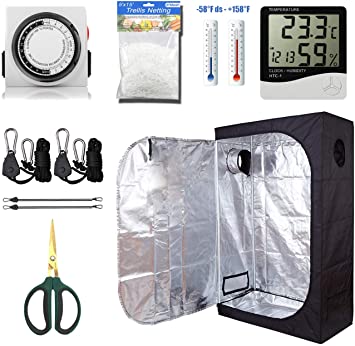 GreenHouser 36''x20''x63'' Grow Tent Kits-High Reflection Room Grow Kits for Indoor Planting  24 Hours Timer Hangers Temperature Humidity Bonsai Shears Netting Trellis