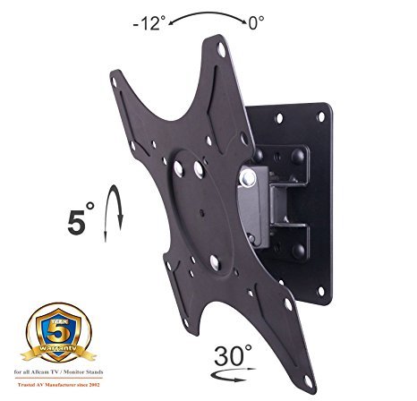 WB2900 22" 24" 28" 30" 32" 38" 40" LED/LCD TV Wall Bracket w/ Tilt 12° Pan 30° Free Rotate 5°, VESA 200 100 75, Holds up to 15KG weight