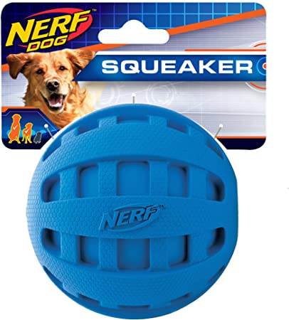 Nerf Dog Checker Ball Dog Toys, Lightweight, Durable and Water Resistant, Non-Toxic, BPA-Free, Assorted Sizes and Colors