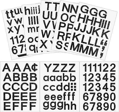 202 Pieces Self-Adhesive Vinyl Letters Numbers Kit, Mailbox Numbers Sticker for Mailbox, Signs, Window, Door, Cars, Trucks, Home, Business, Address Number (Glitter Black,2 Inch)