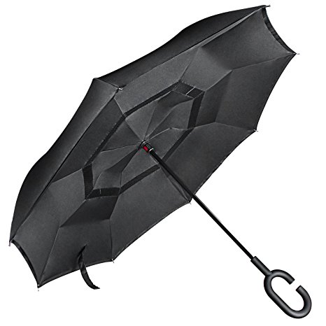 FEEMIC Durable Layer Inverted Umbrella -Windproof UV Protection Umbrella for Car and Outdoor Use