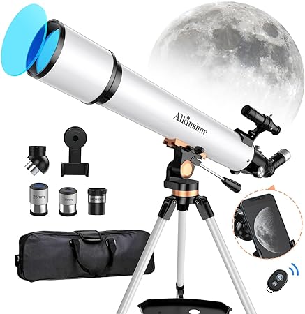 Telescope for Kids&Adults,80mm Aperture 800mm Refractor Telescope for Kids & Beginners,Mult-Coated High Powered Refracting Telescope with Tripod &Wireless Control & Carrying Bag