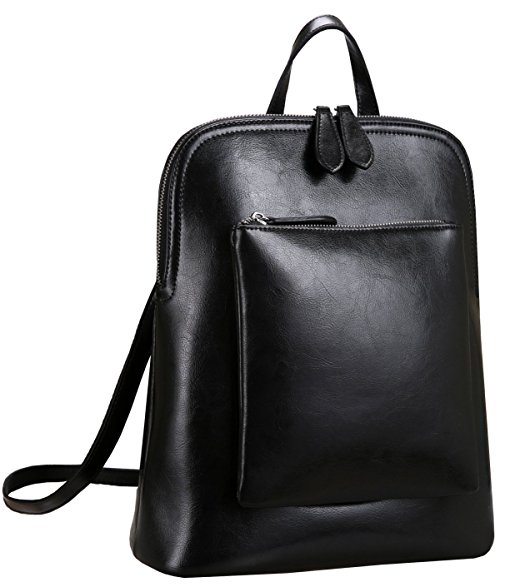 Heshe Women’s Vintage Leather Backpack Casual Daypack for Ladies and Girls