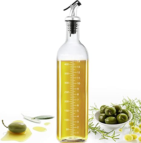 Oil Dispenser,Olive Oil Dispenser Bottle for Kitchen,Oil Container,Oil Pourer 16 Oz Glass Oil and Vinegar Cruet With Stainless Steel Spout Oil Bottles for Kitchen (1 Pcs)