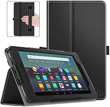 Dadanism Folio Case Fits All-New Amazon Kindle Fire 7 Tablet (9th Generation, 2019 Release Only), Premium PU Leather Lightweight Slim Shockproof Smart Stand Cover with Auto Wake/Sleep - Black
