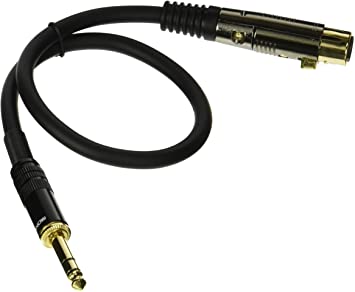 Monoprice 104767 1.5-Feet Premier Series XLR Female to 1/4-Inch TRS Male 16AWG Cable gold