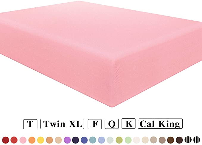 NTBAY Microfiber Twin Extra-Long Fitted Sheet, Wrinkle, Fade, Stain Resistant Deep Pocket Bed Sheet, Pink