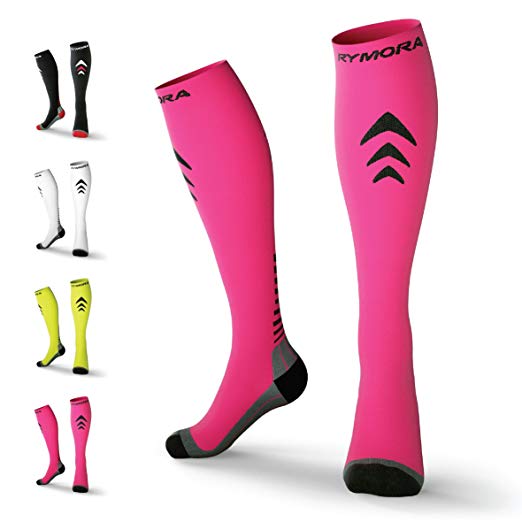 Rymora Compression Socks (Cushioned, Graduated Compression, Ergonomic fit for Men and Women, Seamless Toe Seams) (Ideal for Sports, Work, Flight, Pregnancy)