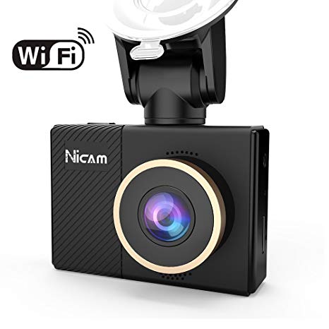 WiFi Dashboard Camera, 1080P Dash Cam Video Recorder with 2.45" IPS Screen, 170° Wide Angle Dashcam with Night Vision, G-Sensor, Loop Recording, Motion Detection for Cars