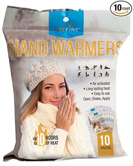Livefine Hand Warmers – Long-Lasting Air Activated Heat Packs – Up to 10 Hours of Warmth for Outdoor Construction, Winter Sports, Football Tailgating & More