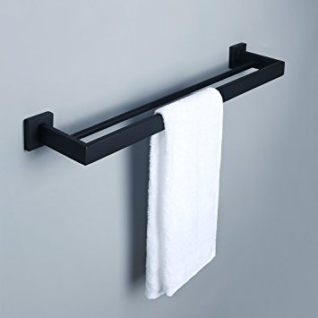 Alise GA7202B Bathroom Double Towel Bar Wall Mount 24-Inch,SUS304 Stainless Steel Matte Black
