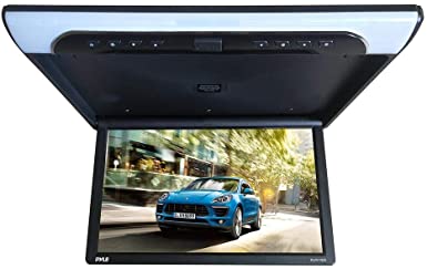 19.4-Inch Overhead Flip-Down Car Monitor - HD 1920x1080p Widescreen Car Roof Mount Monitor, Vehicle Flip Down Overhead Screen w/IR & FM Transmitter, USB, SD, HDMI, AV, Stereo Speaker - Pyle PLRV1925