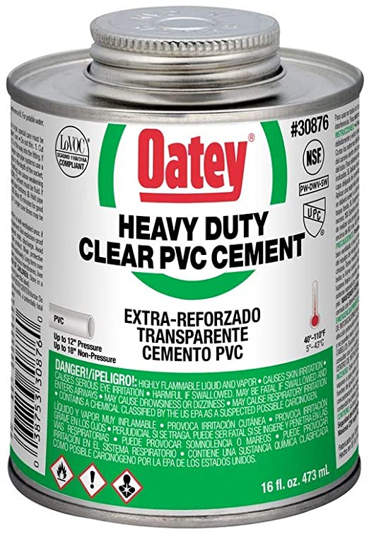 Oatey 30876 Heavy Duty Clear PVC Cement, 16 oz