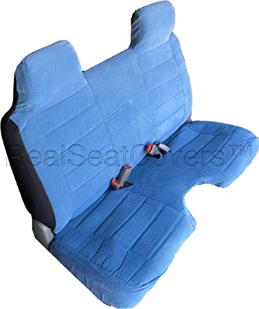 RealSeatCovers for Front Bench A27 Thick Triple Stitched Molded Headrests Large 5 to 7 inch Shifter Cutout Exact Fit Seat Cover for Toyota Tacoma Regular Cab (Blue)