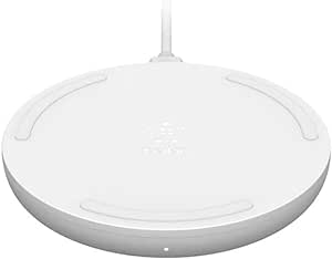 Belkin Base de Carga Inalámbrica de 10 W Boost Charge (Qi, iPhone 14/14 Plus, 13, Pro, Pro Max, Mini y Anteriores, Dispositivos de Samsung, Google y Otros, Adaptador de Corriente No Incluido), Blanco