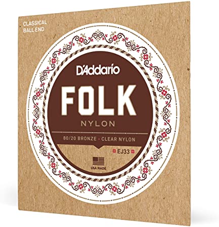 D'Addario EJ33 Folk Nylon Normal  (.028-.045) Ball End Folk Guitar Strings