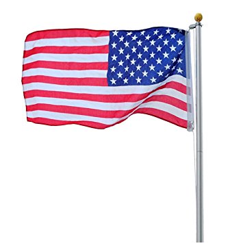 ZENY 20ft Aluminum Flag Pole Free 3'x5' US Flag & Ball Top Kit Outdoor Garden Construction Flagpole